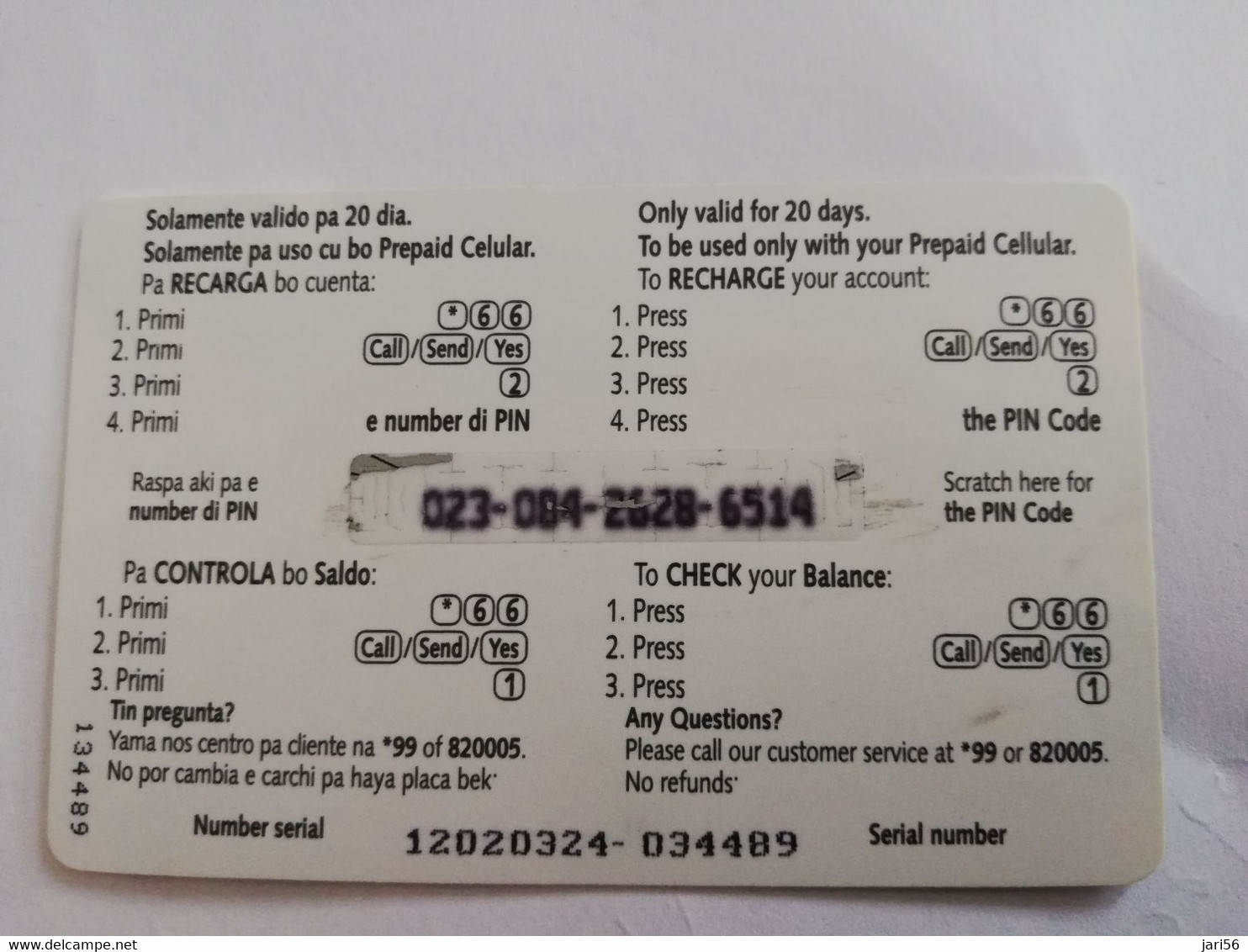 ARUBA PREPAID CARD  GSM PRIMO  SETAR PAINTER    AFL 15,--    Fine Used Card  **6711** - Aruba