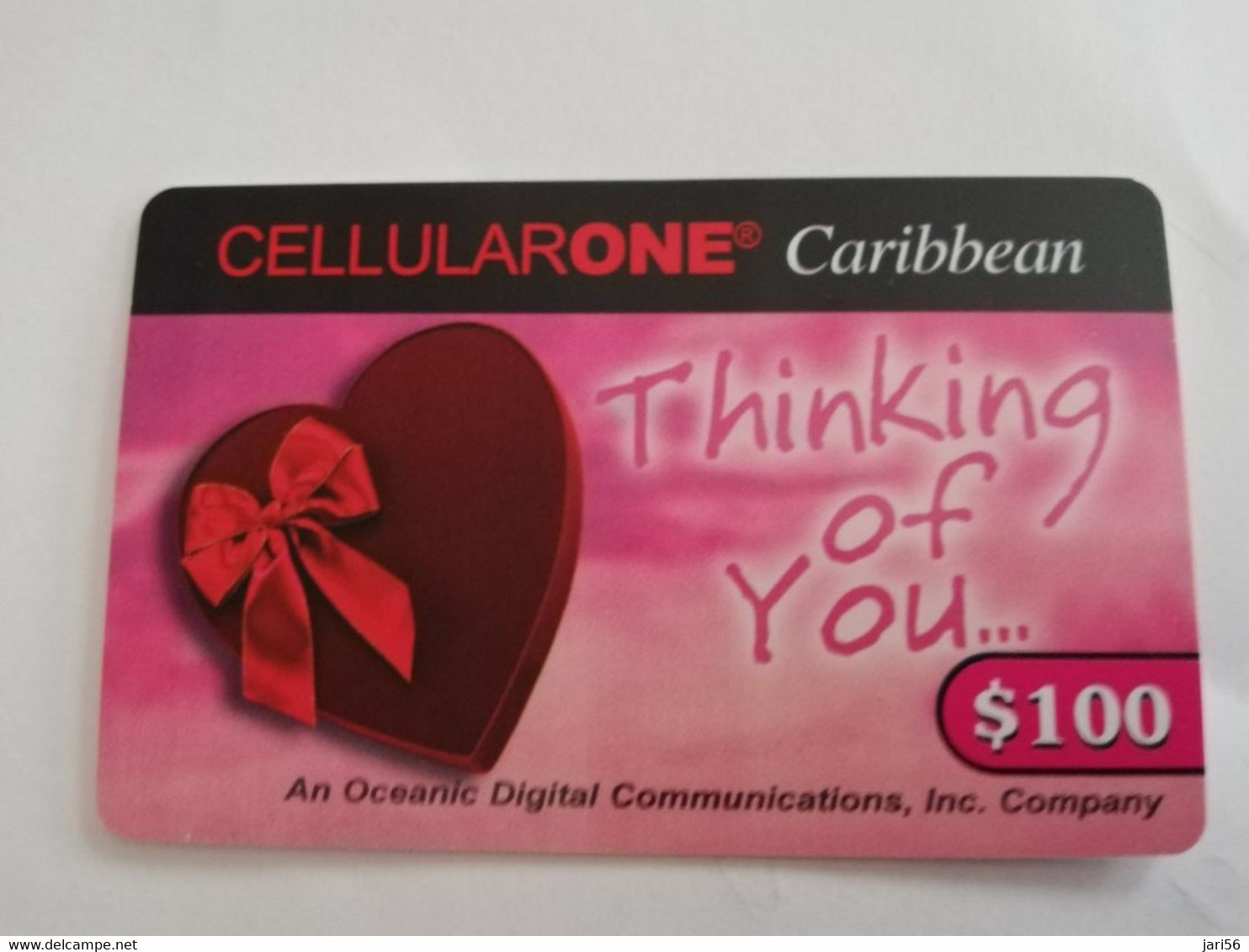 St MAARTEN  Prepaid  $100,- CELLULAIRONE CARIBBEAN   THINKING OF YOU        Fine Used Card  **6718** - Antillen (Nederlands)