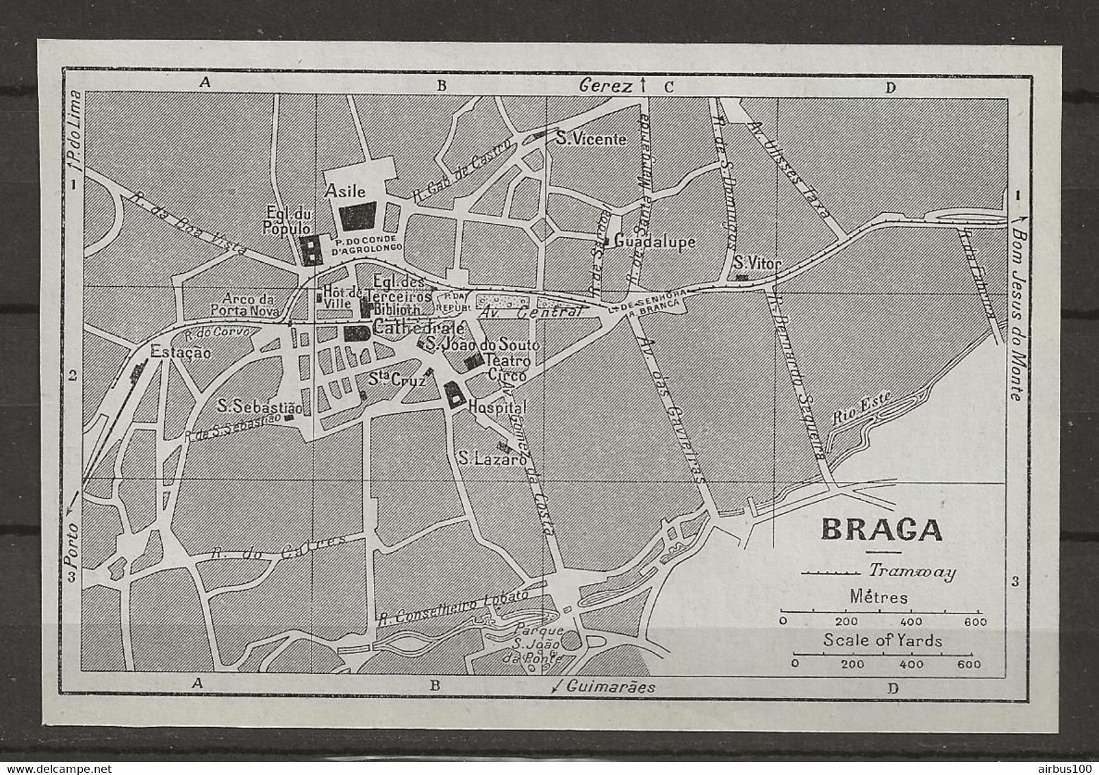 CARTE PLAN MAP 1953 PORTUGAL - BRAGA - TRAMWAYS - Cartes Topographiques
