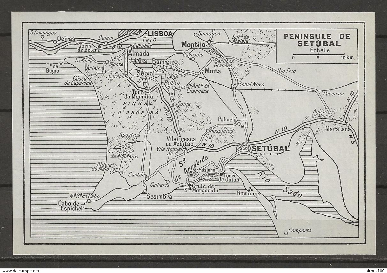 CARTE PLAN MAP 1953 PORTUGAL - PÉNINSULE DE SETUBAL - PENÍNSULA SETUBAL - Cartes Topographiques