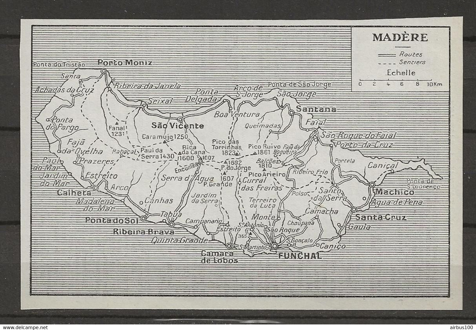 CARTE PLAN MAP 1953 PORTUGAL - MADERE - MADEIRA - FUNCHAL - SAO VICENTE - PORTO MONIZ - MACHICO - Cartes Topographiques