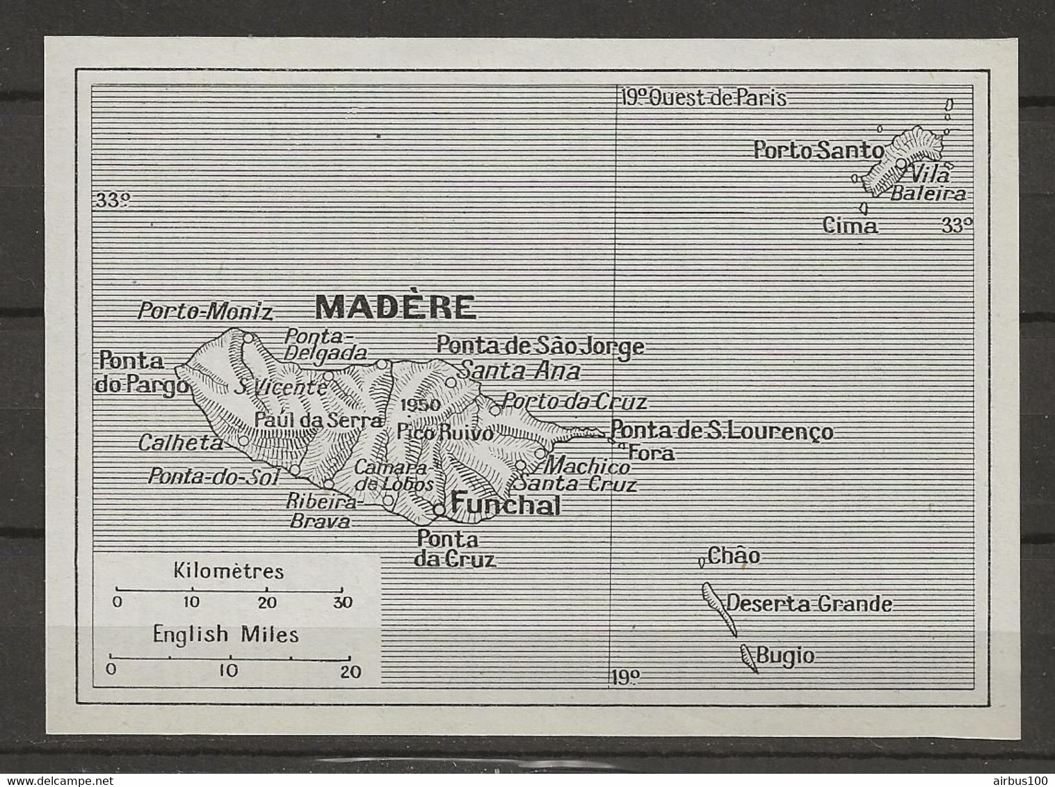 CARTE PLAN MAP 1953 PORTUGAL - MADERE - MADEIRA - FUNCHAL - PORTO SANTO - CHAO - BUGIO - CIMA - Cartes Topographiques