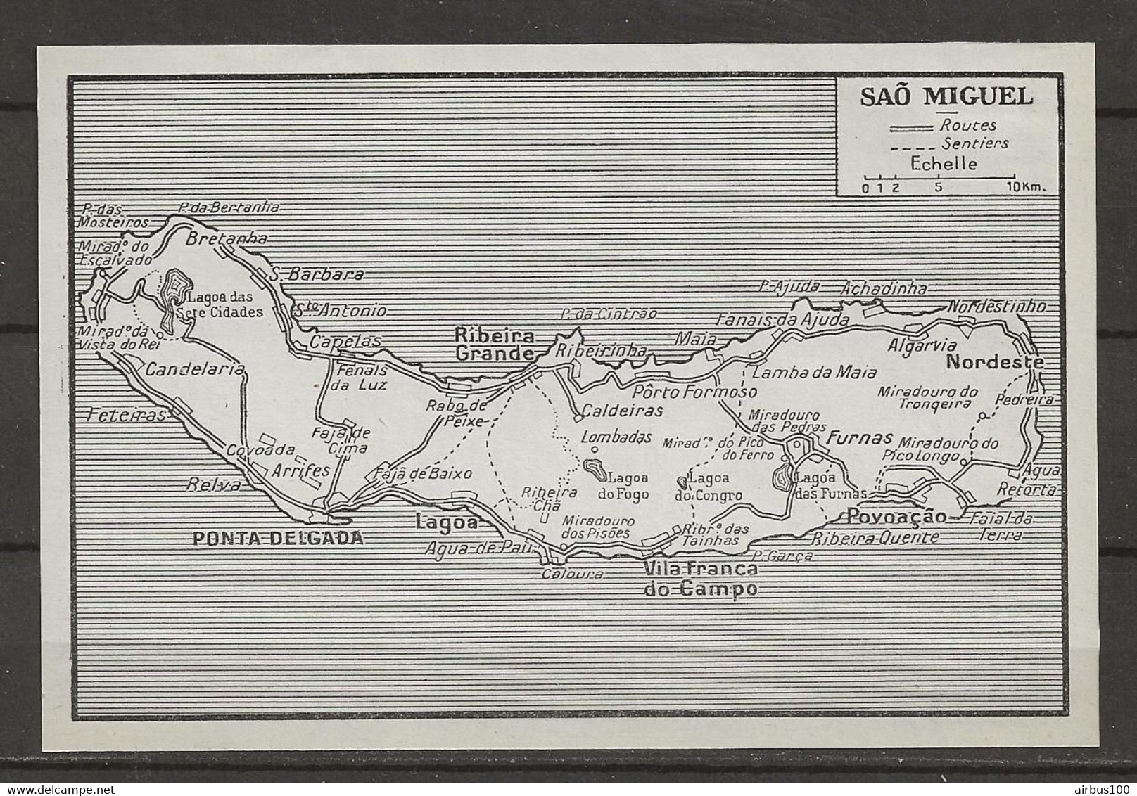 CARTE PLAN MAP 1953 PORTUGAL - SAO MIGUEL - PONTA DELGADA - LAGOA - NORDESTE - CANDELARIA - ALGARVIA - Cartes Topographiques