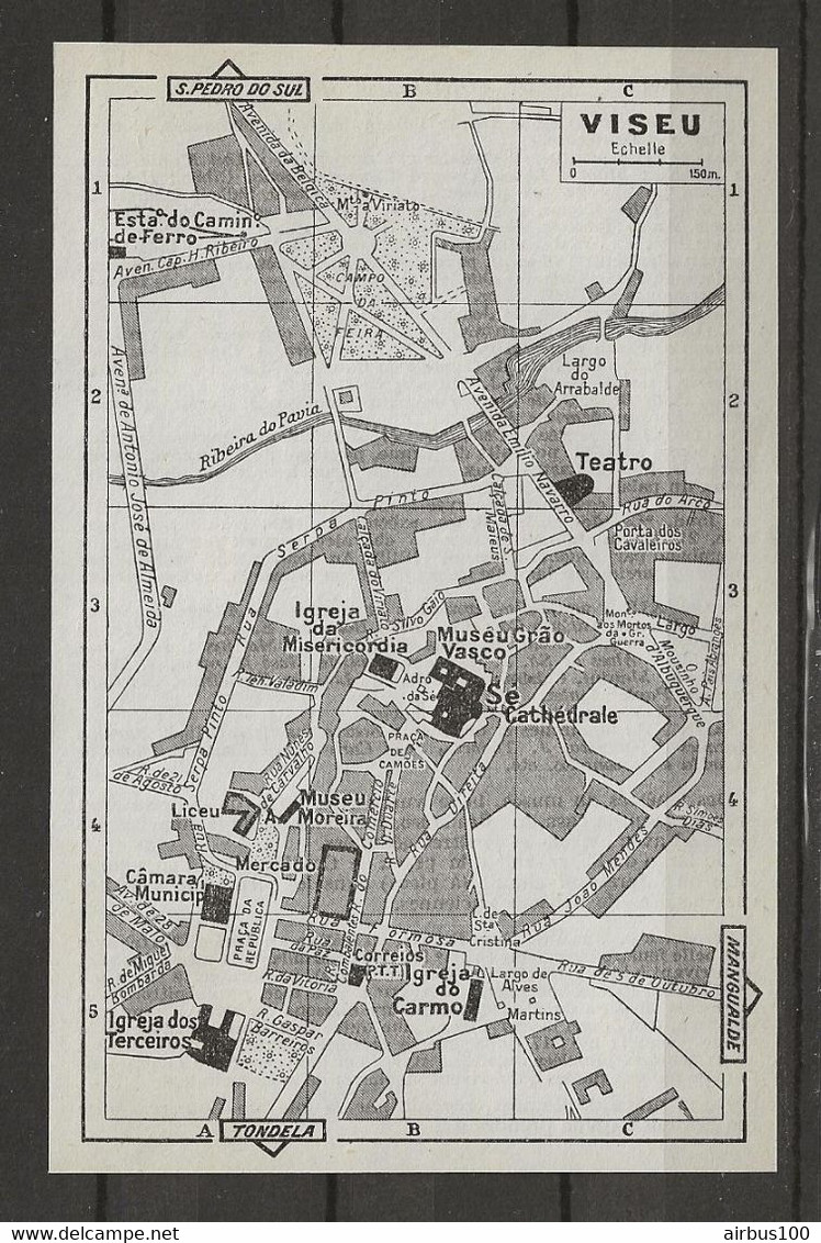 CARTE PLAN MAP 1953 PORTUGAL - VISEU - TEATRO - MERCADO - CAMARA MUNICIPAL - IGREJA MISERICORDIA - Cartes Topographiques