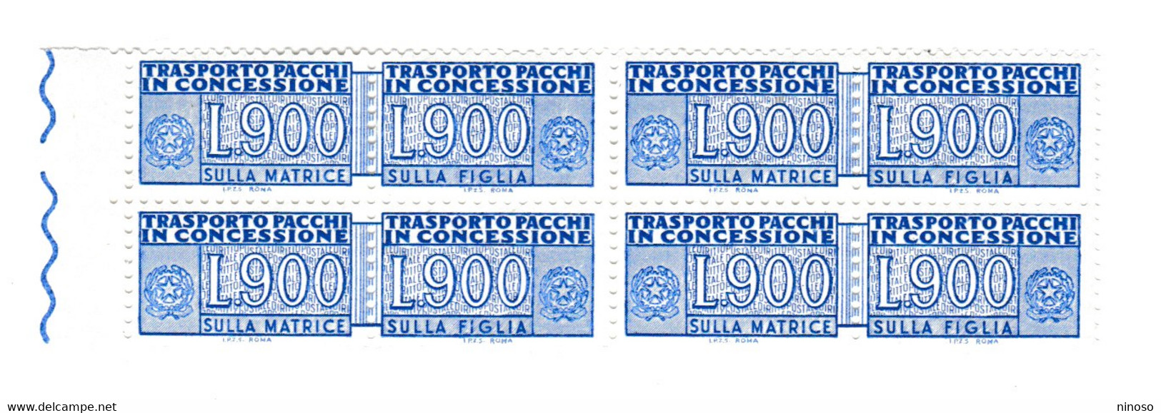 ITALIA  ITALY  Repubblica 1955 1984 Pacchi In Concessione Quartina Lire 900 Filigrana Stelle MNH - Colis-concession