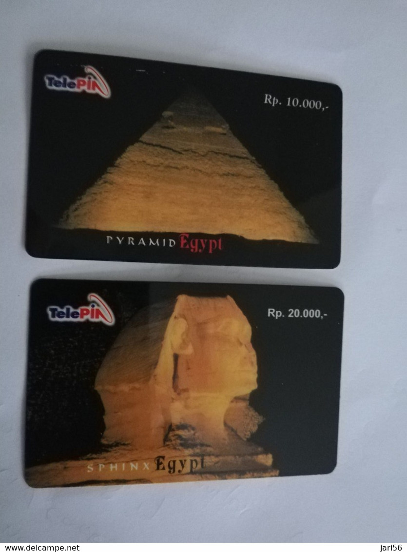 INDONESIA  TELEPIN CARD/2 CARDS   RP 10.000 + RP 20.000  PIRAMID/ SPHINX EGYPTE,/ INDOSAT  MINT CARDS    **6735 ** - Indonesië