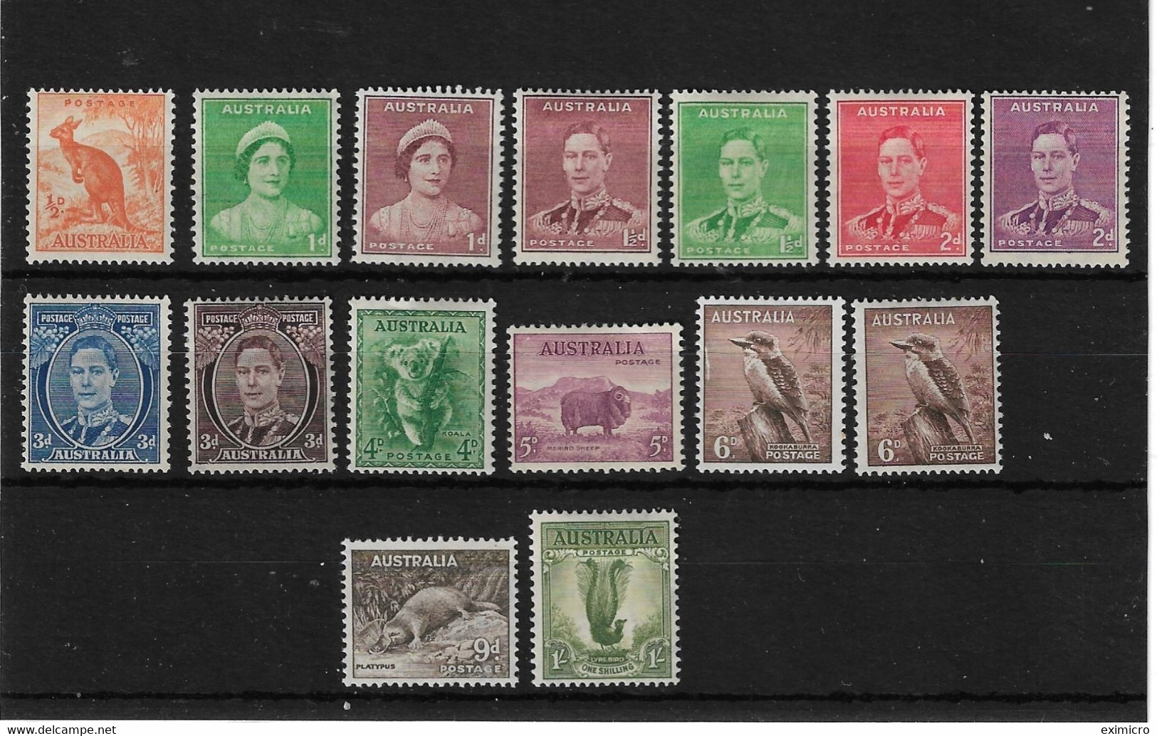 AUSTRALIA 1937 - 1949 SET OF 15 STAMPS PERF 15 X 14 Or 14 X 15 SG 179/192 MOUNTED MINT Cat £83+ - Nuovi