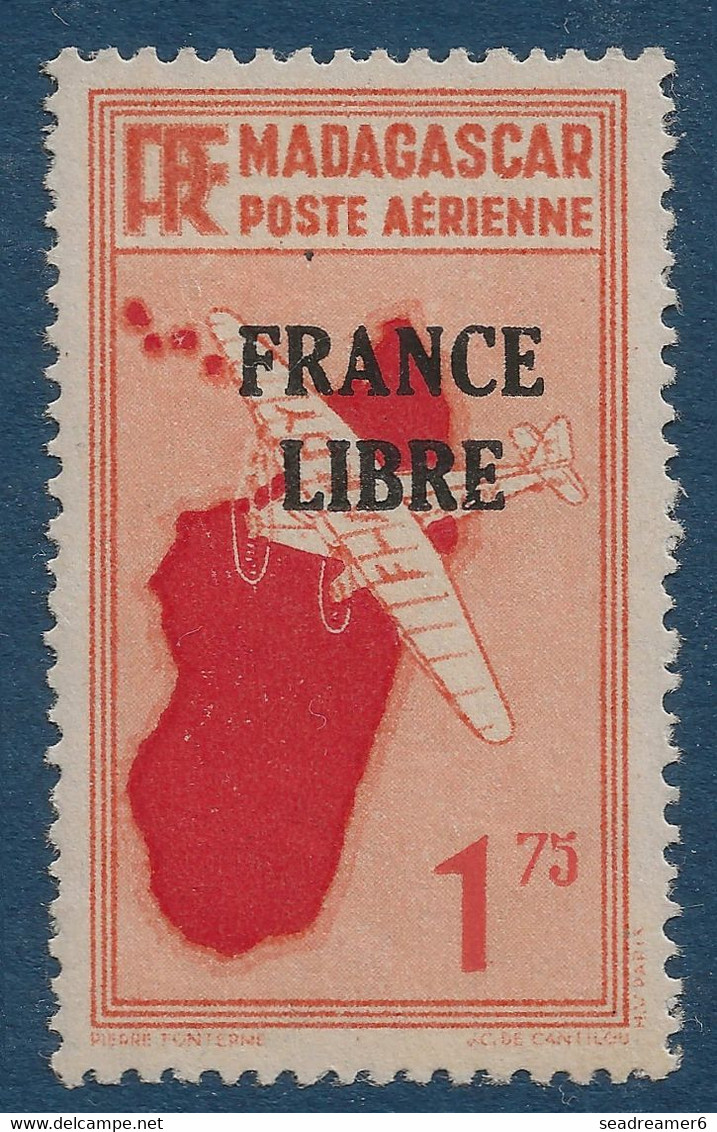 France Colonies Madagascar Poste Aérienne N°46* 1FR75  FRANCE LIBRE Frais & Signé A.BRUN - Luchtpost