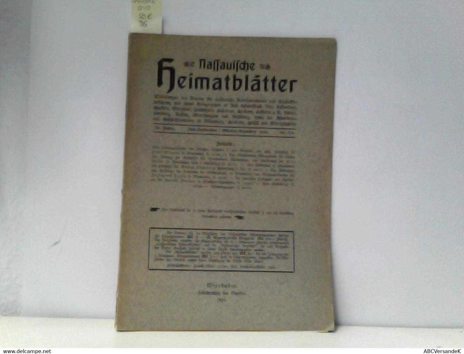 Nassauische Heimatblätter 34. Jahrgang Nr. 3/4 - Hessen