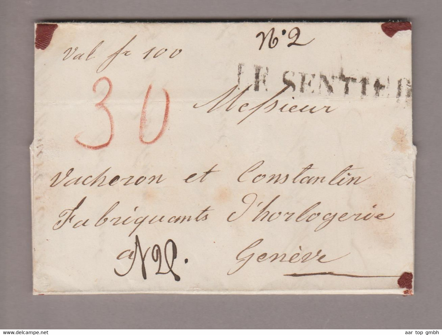 CH Heimat VD Le Sentier 1857-06-29 Wertbrief Nach Genève - Lettres & Documents