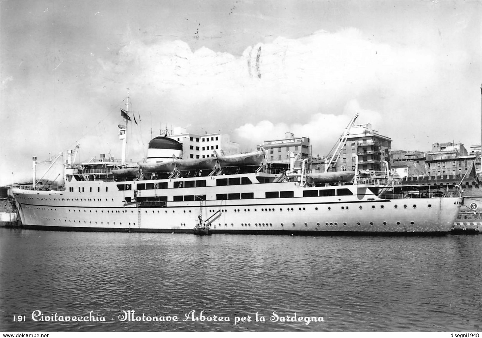 011074 "CIVITAVECCHIA - MOTONAVE ARBOREA PER LA SARDEGNA"    CART SPED 1949 - Civitavecchia