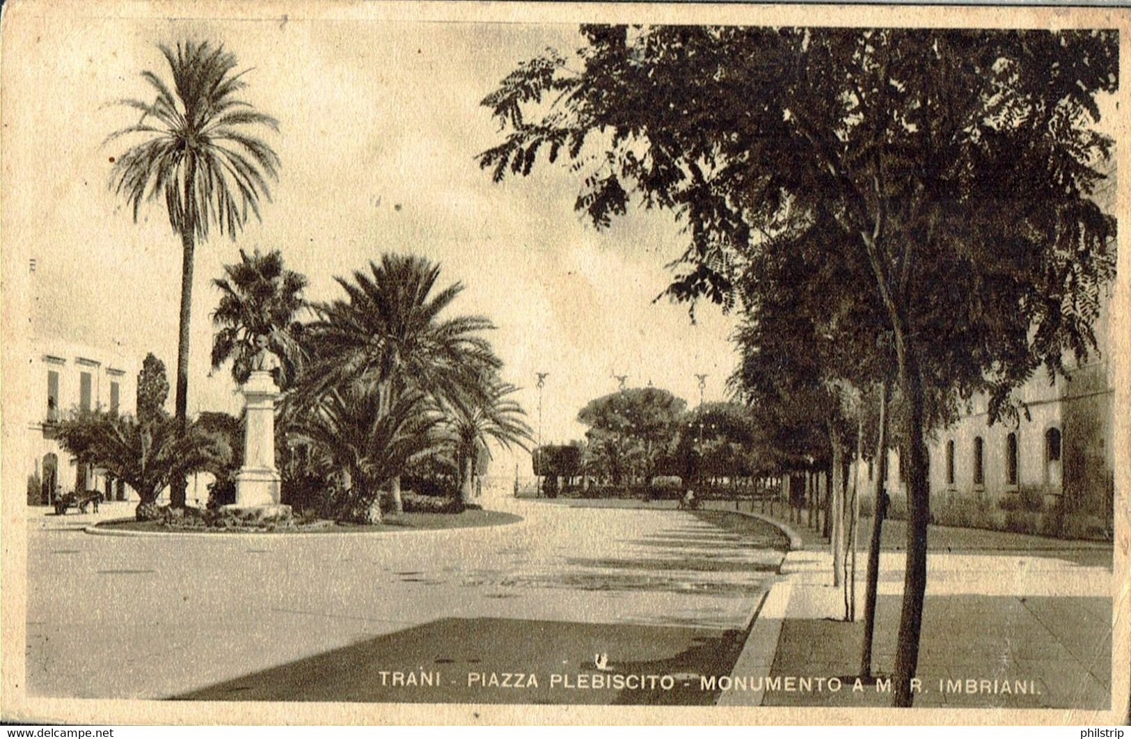 TRANI - Piazza Plebiscito - Monumento A M.R.Imbriani - VIAGGIATA - Rif. 208 PI - Trani