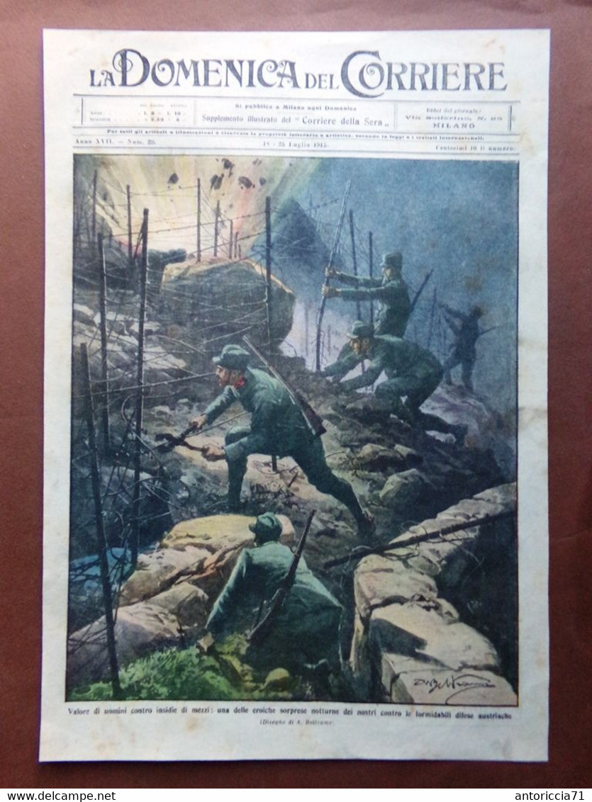 Copertina Domenica Corriere Nr. 29 Del 1915 WW1 Sorprese Nostri Contro Austriaci - Guerre 1914-18