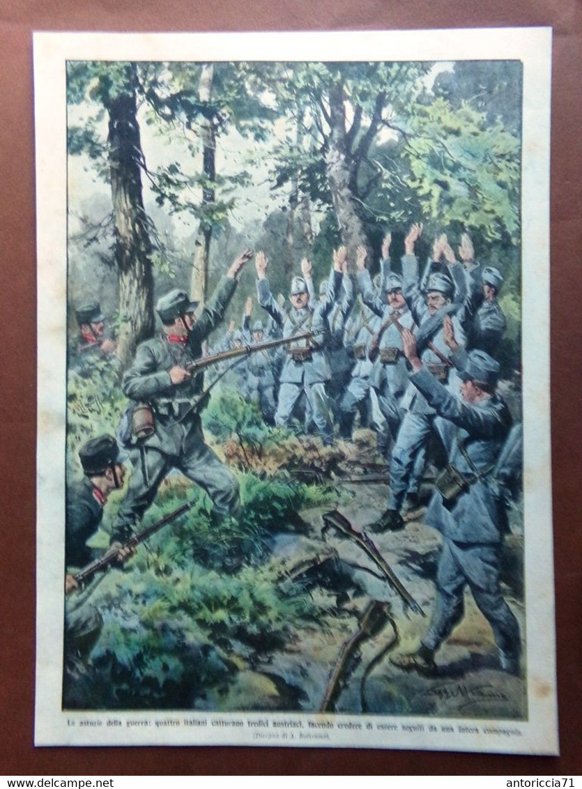 Retrocopertina Domenica Corriere Nr. 29 Del 1915 WW1 Italiani Cattura Austriaci - Guerra 1914-18