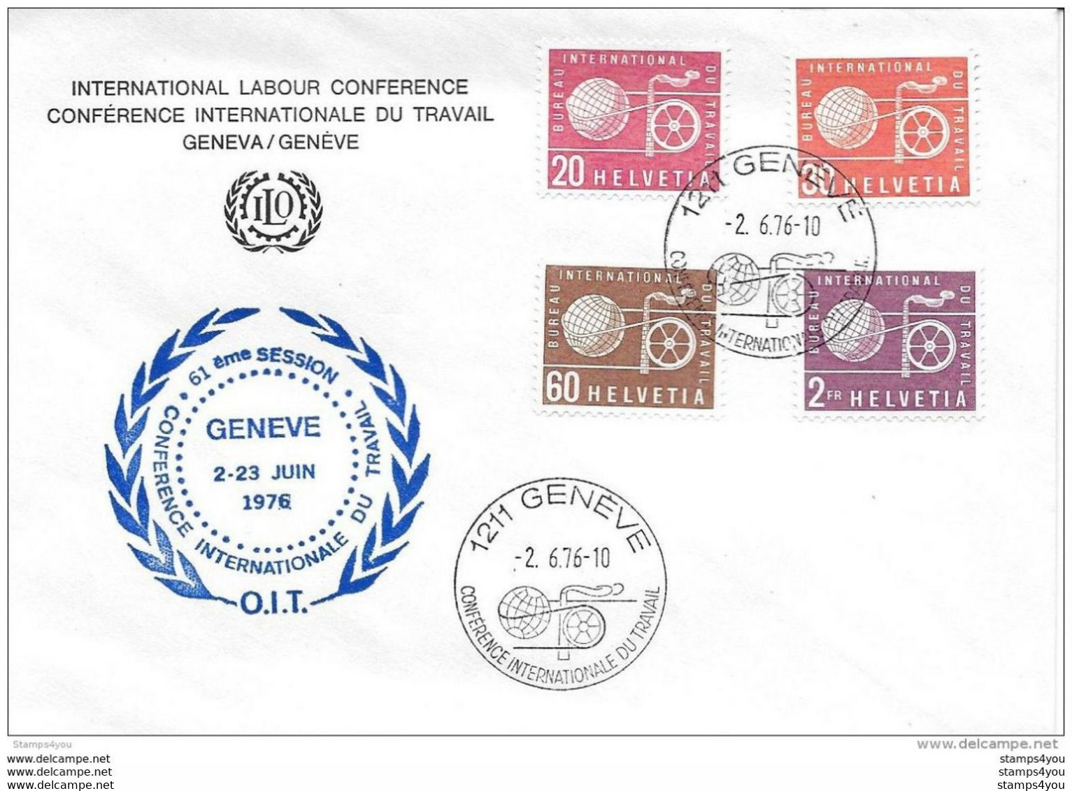 56 - 48 -  Enveloppe Suisse Avec Timbres De Service OIT Et Oblit Spéciale "61e Session Conférence Internat Du Travail" - ILO