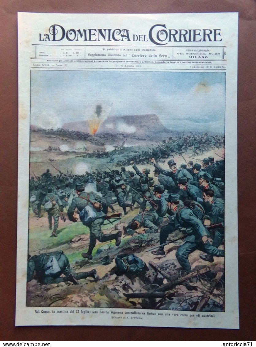 Copertina Domenica Corriere Nr. 31 Del 1915 WW1 Controffensiva Carso Austriaci - Weltkrieg 1914-18