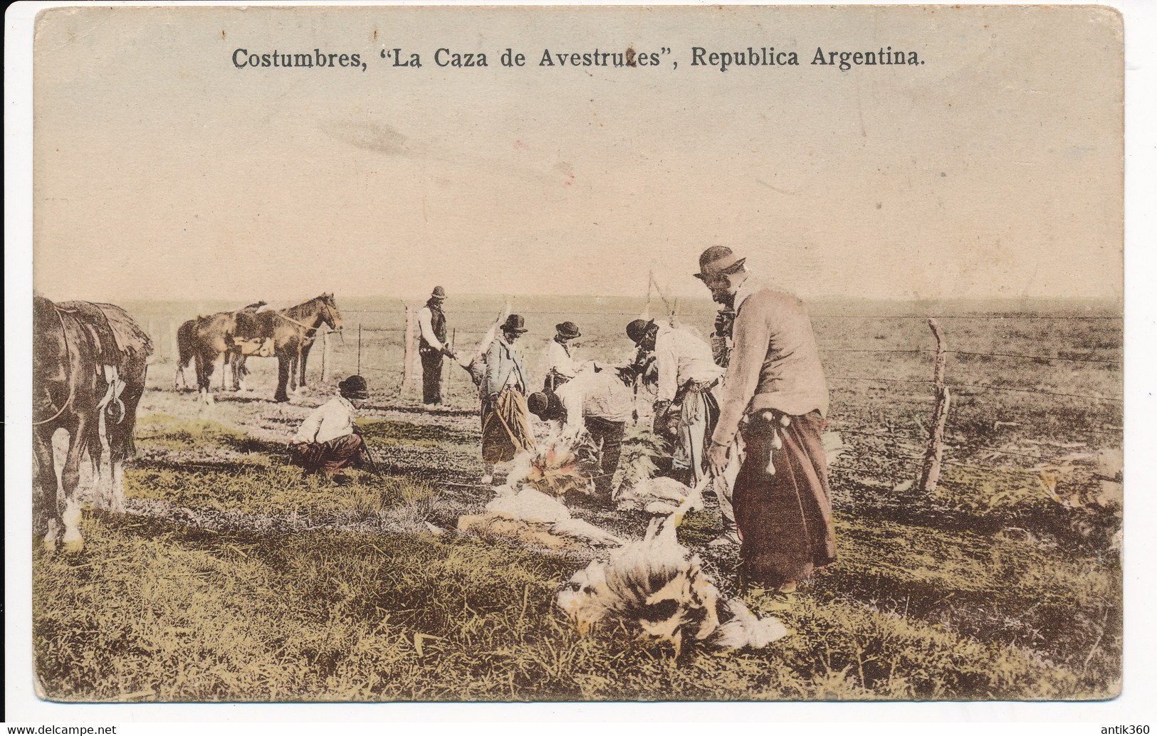 CPA ARGENTINE Costumbres La Caza De Avestruzes Republica Argentina - Argentinien
