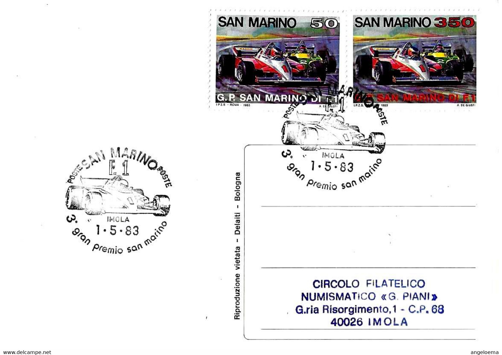 SAN MARINO - 1983 3° GP Formula 1 Di San Marino All'autodromo Dino Ferrari Di Imola Su Cartolina Speciale - 5711 - Storia Postale