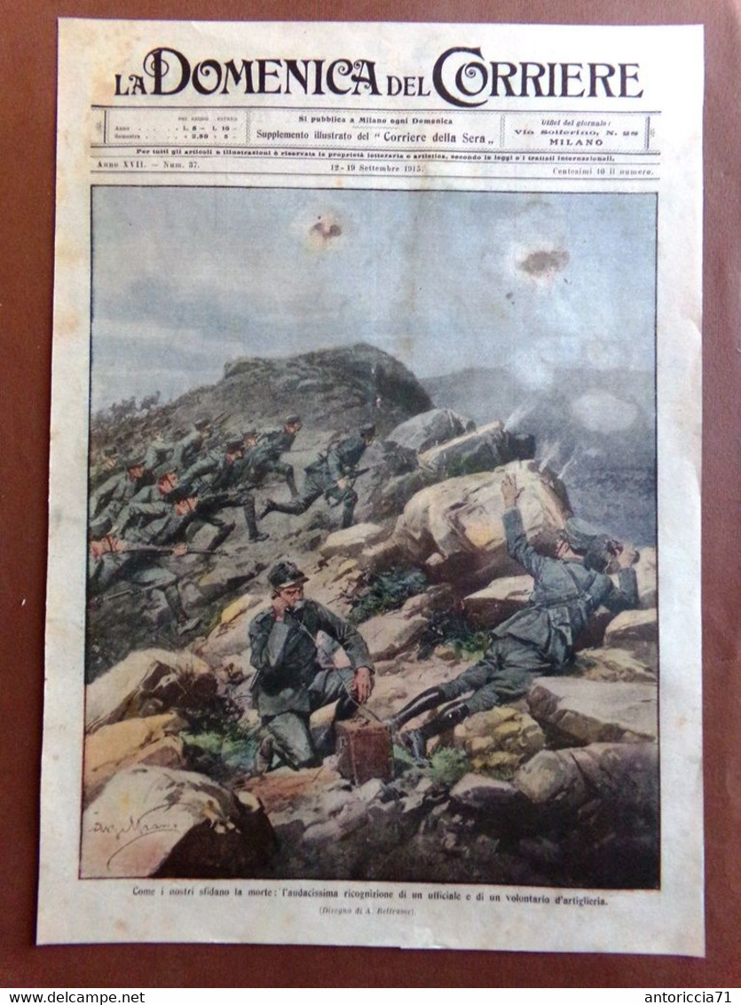 Copertina Domenica Corriere Nr. 37 Del 1915 WW1 Artiglieria Ufficiale Volontario - Weltkrieg 1914-18