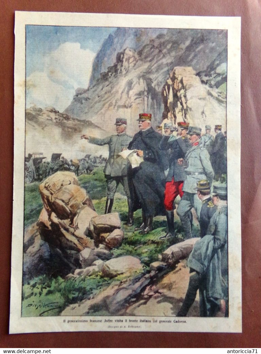 Retrocopertina Domenica Corriere Nr. 38 Del 1915 WW1 Joffre Cadorna Sul Fronte - Guerre 1914-18