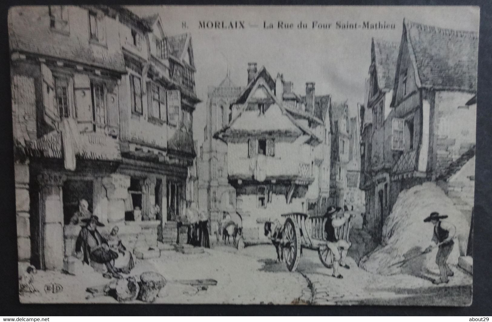 CPA 29 MORLAIX - La Rue Du Four Saint-Mathieu- Ancienne Gravure - Edit. ELD 8 - Réf. J 229 - Morlaix