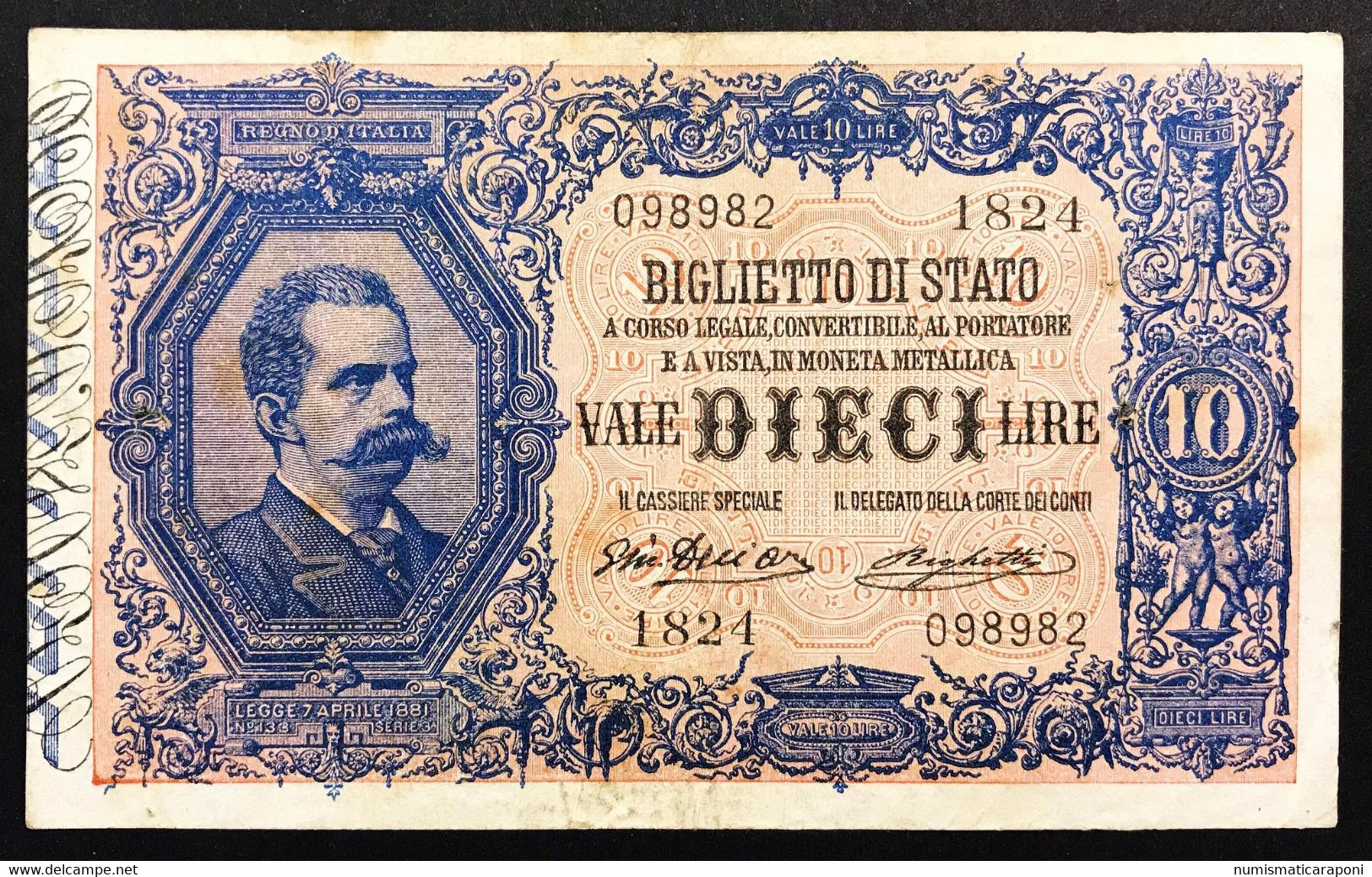 10 LIRE VITTORIO EMANUELE III° EFFIGE UMBERTO I° 23 04 1914 RARA  Bb+ Forellini LOTTO 2036 - Regno D'Italia – 10 Lire