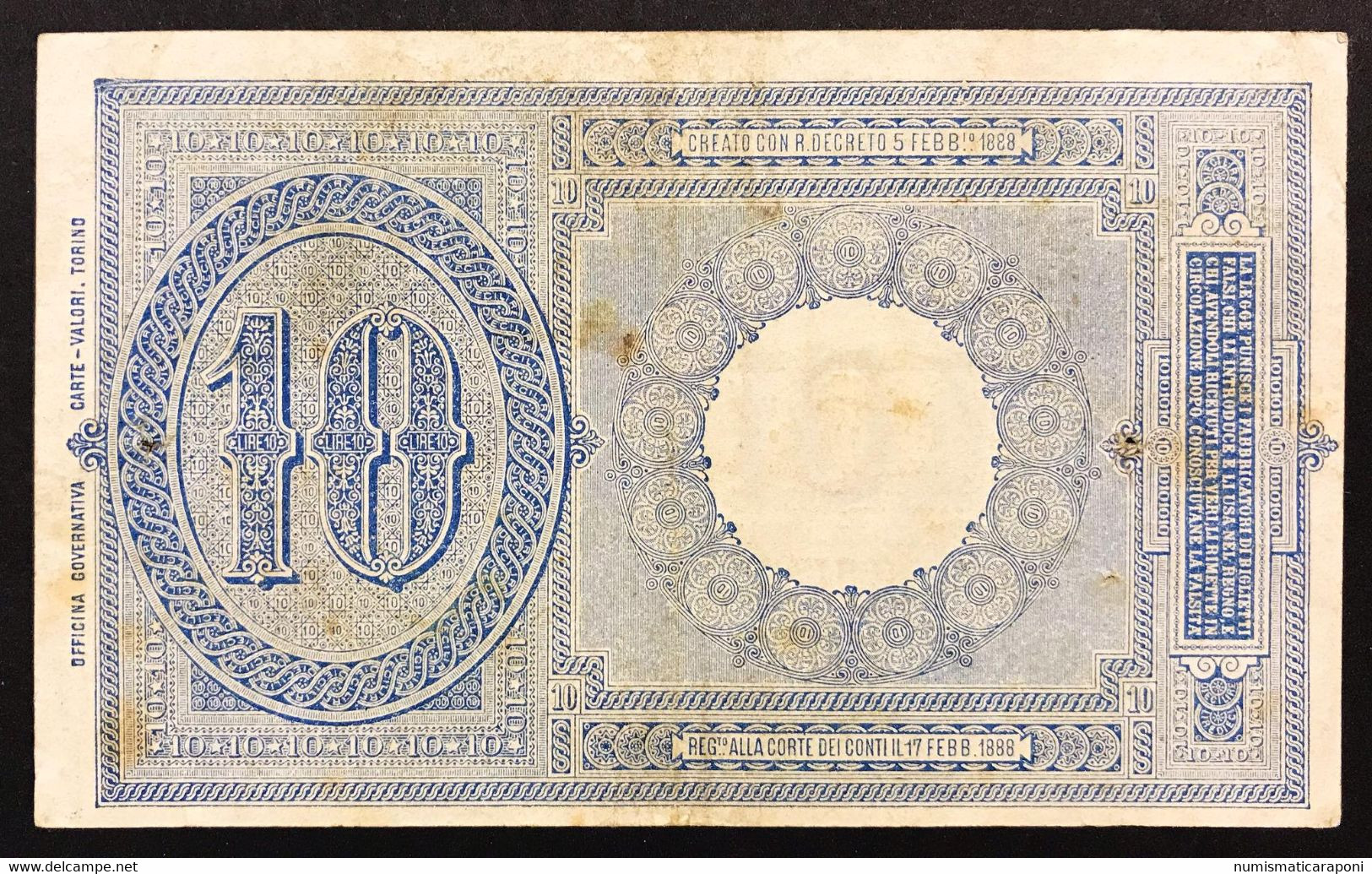 10 LIRE VITTORIO EMANUELE III° EFFIGE UMBERTO I° 23 04 1914 RARA  Bb+ Forellini LOTTO 2036 - Regno D'Italia – 10 Lire