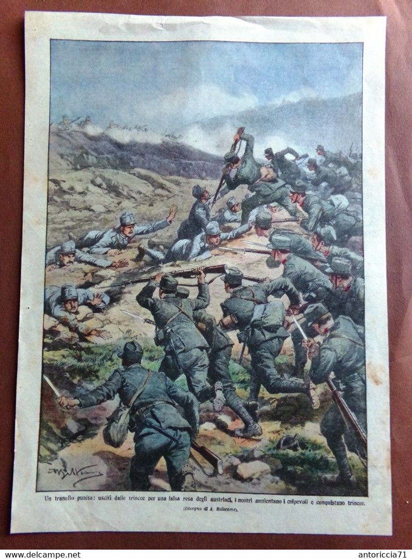 Retrocopertina Domenica Corriere Nr. 44 Del 1915 WW1 Conquista Trincee Austriaci - War 1914-18