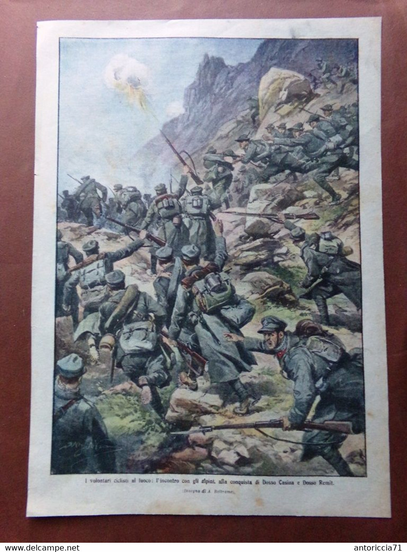 Retrocopertina Domenica Corriere Nr. 46 Del 1915 WW1 Dosso Casina Remit Ciclisti - Oorlog 1914-18