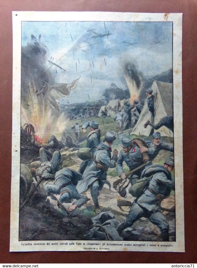 Retrocopertina Domenica Corriere Nr. 52 Del 1915 WW1 Aerei Su Valle Chiapovano - Guerra 1914-18