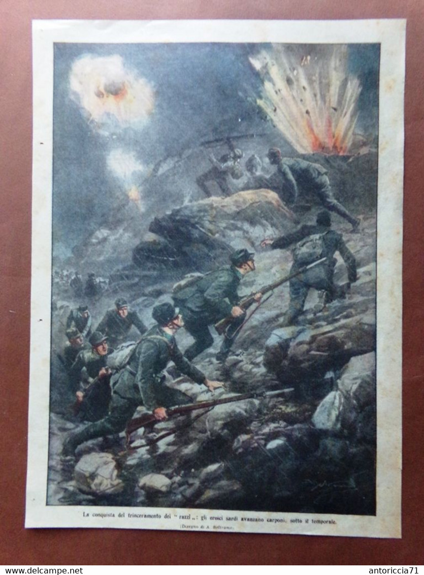 Retrocopertina Domenica Corriere Nr. 48 Del 1915 WW1 Eroici Sardi Trinceramento - Guerre 1914-18