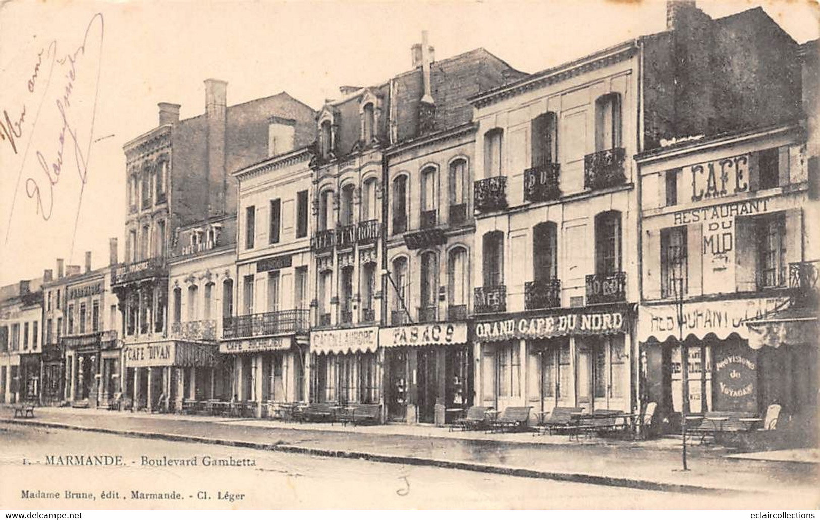 Marmande         47         Boulevard Gambetta.. Café Du Nord.  Restaurant Du Midi        (voir Scan) - Marmande