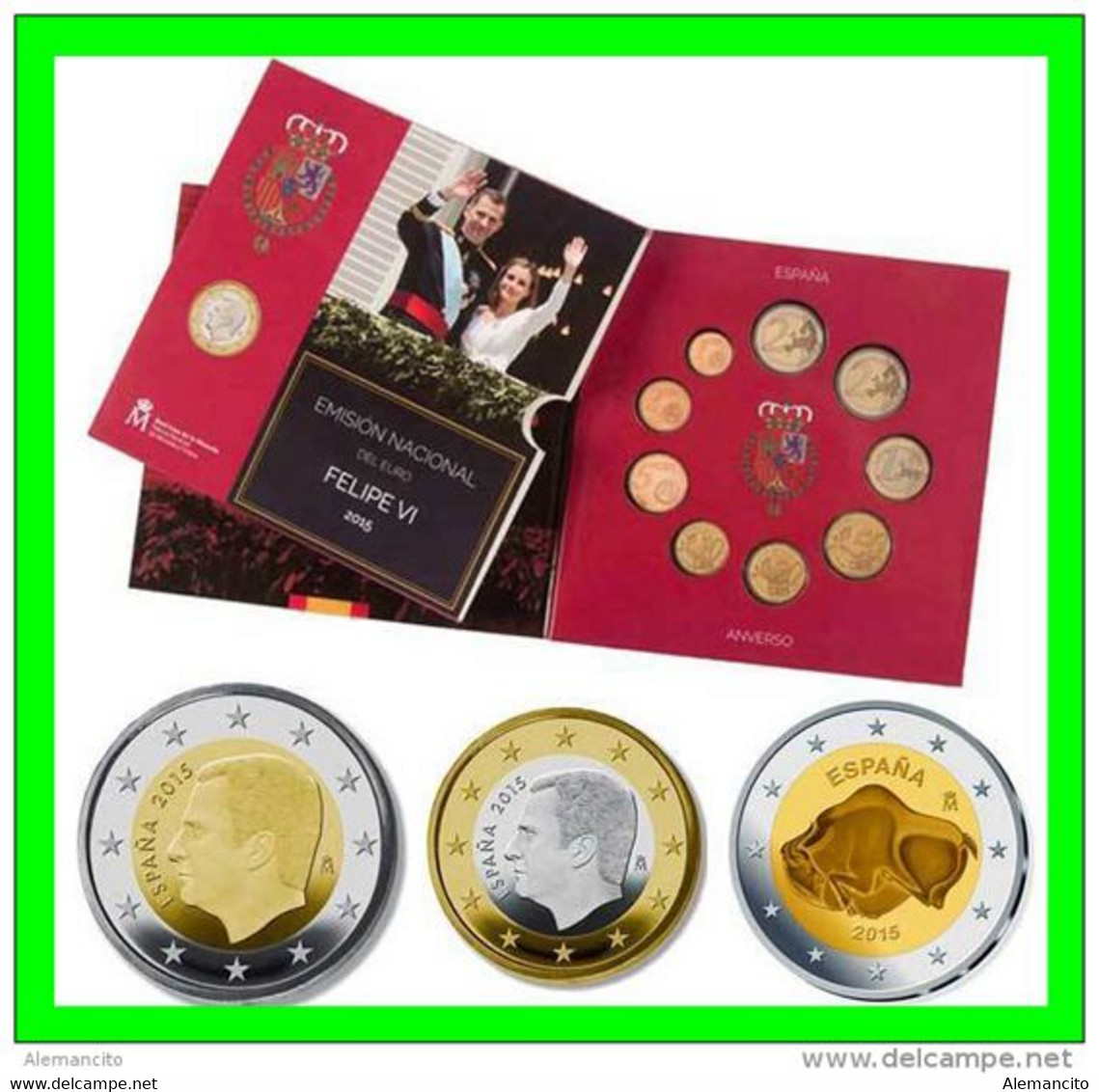 ESPAÑA CARTERA OFICIAL FELIPE VI EUROSET 2015 (INCLUYE MONEDA CONMEMORATIVA DEDICADA A LA CUEVA DE ALTAMIRA.) - Spain