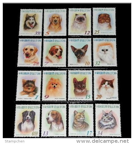 Taiwan 2005-2006 Complete Set Of 16v Pet Series Stamps Dog Cat Fauna Post I-IV - Lots & Serien
