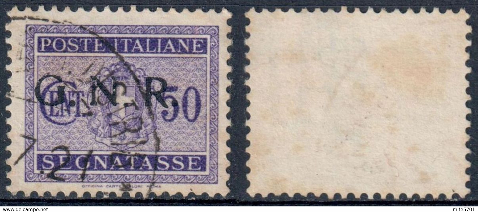 REPUBBLICA SOCIALE ITALIANA / RSI 1944 FRANCOBOLLO SEGNATASSE DA C. 50 SOPRASTAMPA G.N.R. - USATO ⦿ SASSONE 53 - Taxe