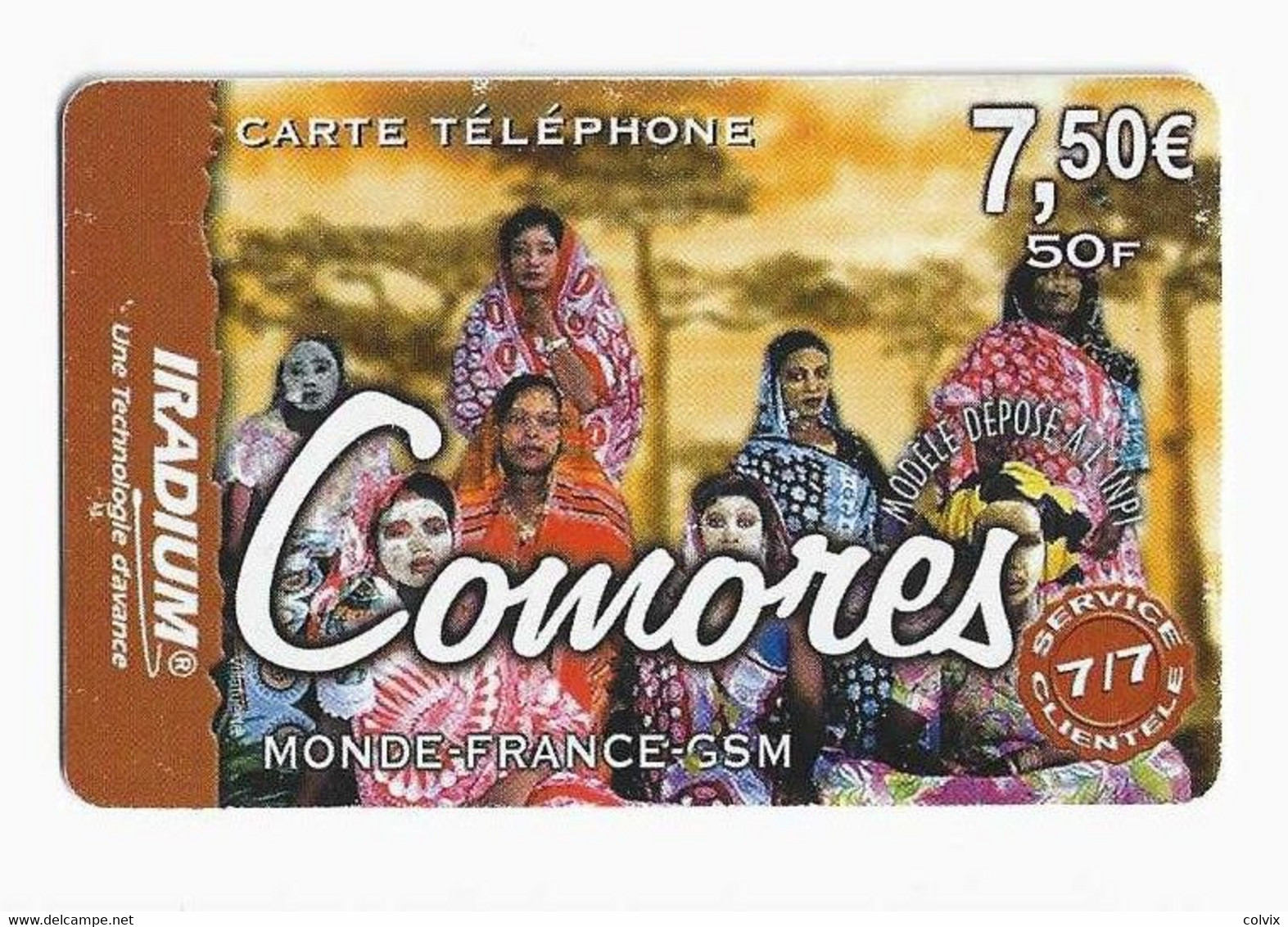 COMORES CARTE Prépayée IRADIUM 7,5€ Date Exp 31/12/2003 - Comoros