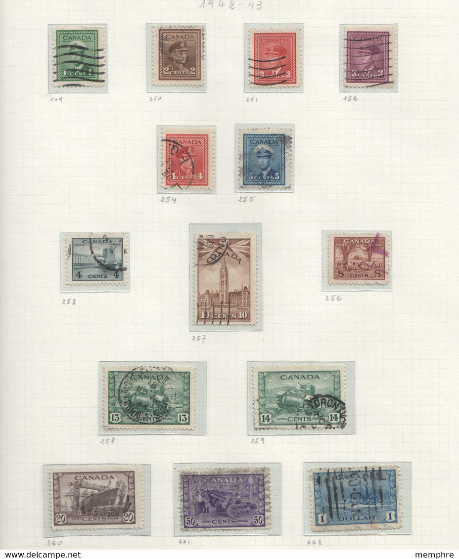 1942-8 George VI War Effort And Peace Issues Sc249-281 - Used Stamps