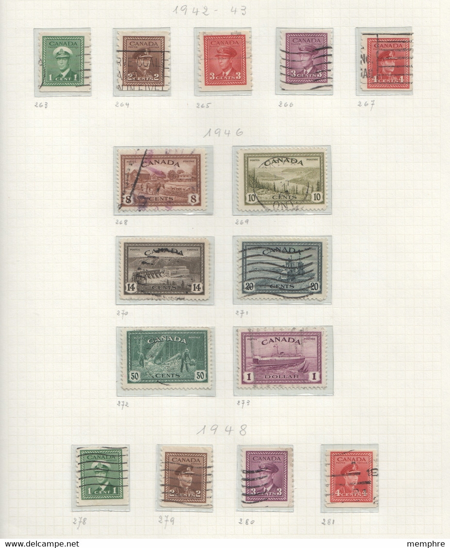 1942-8 George VI War Effort And Peace Issues Sc249-281 - Used Stamps