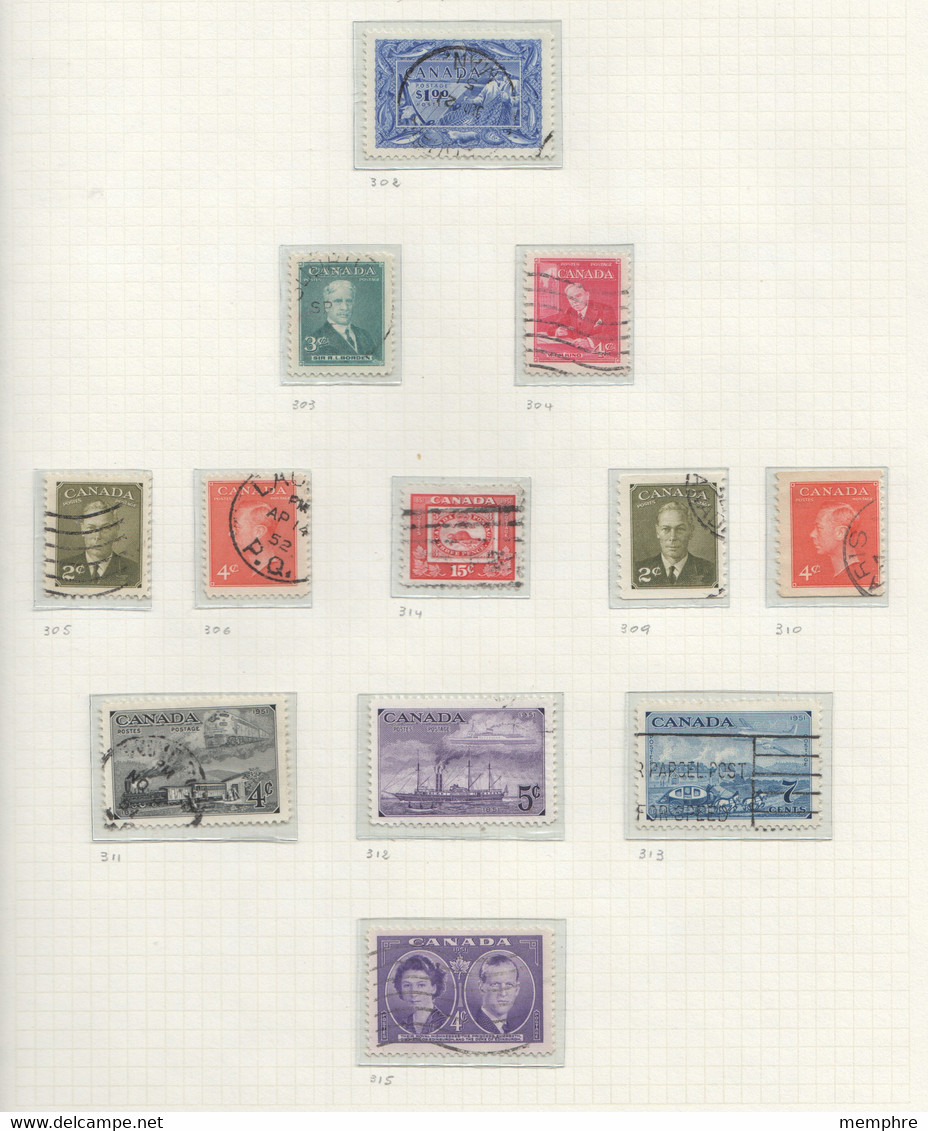 1947-1951 George VI, 50¢ Oil Wells, Canadian Stamp Centenary Sc 274-7, 282-315 - Gebraucht