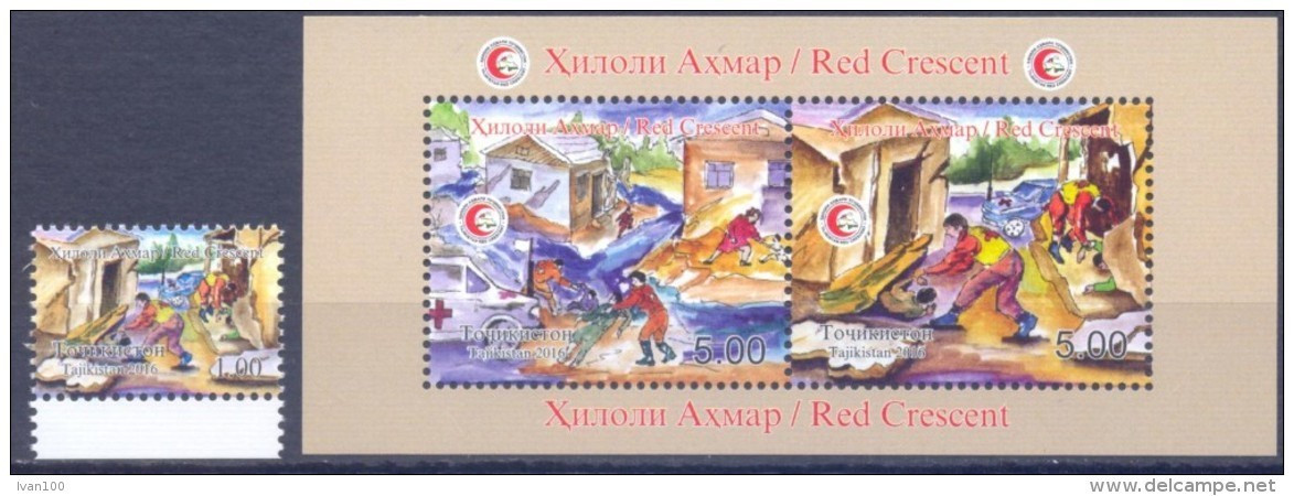 2016. Tajikistan, Red Cross, 1v + S/s Perforated, Mint/** - Tajikistan