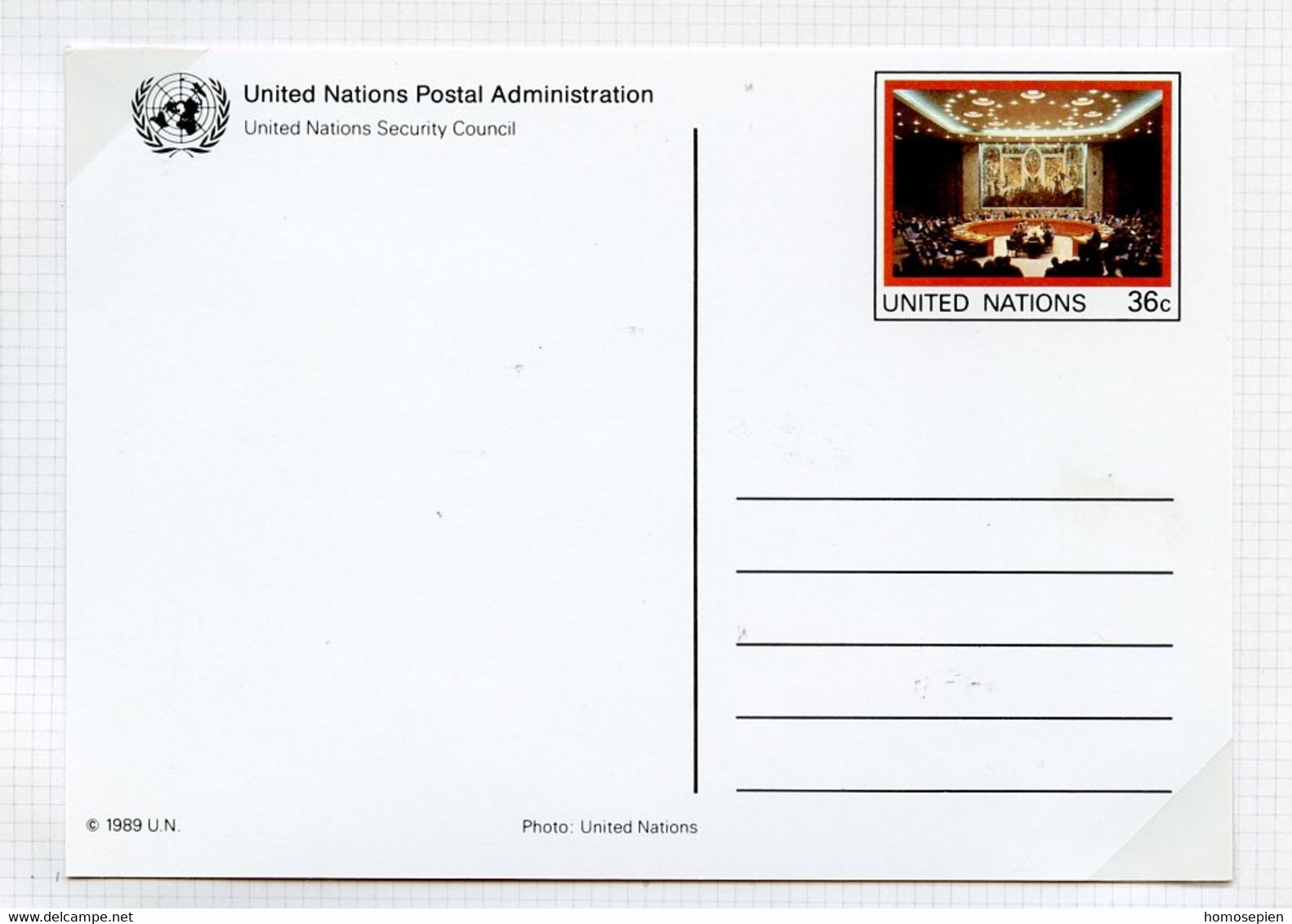 NU New York - Vereinte Nationen Entier Postal 1989 Y&T N°EP1989-10 - Michel N°GZS1989-10 *** - 15c Conseil De Sécurité - Covers & Documents