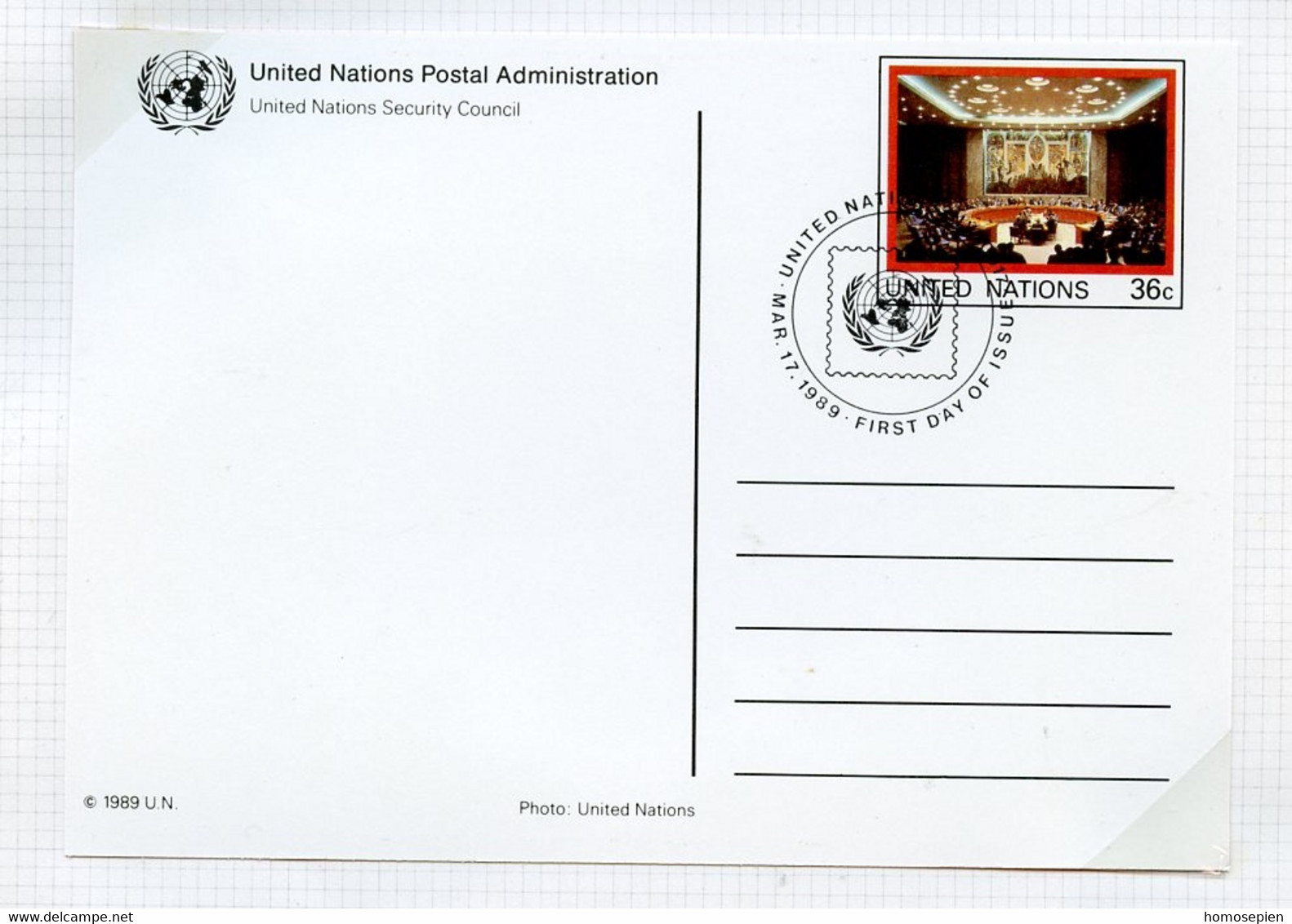 NU New York - Vereinte Nationen Entier Postal 1989 Y&T N°EP1989-10 - Michel N°GZS1989-10 (o) - 15c Conseil De Sécurité - Lettres & Documents