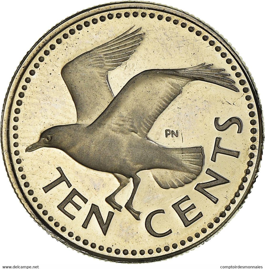 Monnaie, Barbados, 10 Cents, 1975, Franklin Mint, Proof, FDC, Cupro-nickel - Barbados (Barbuda)