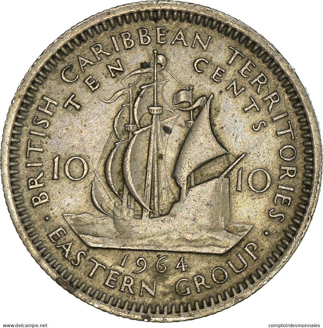 Monnaie, Etats Des Caraibes Orientales, Elizabeth II, 10 Cents, 1964, TTB - Caribe Británica (Territorios Del)