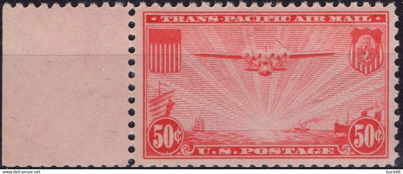 ETATS-UNIS USA Poste Aérienne Air Mail  23 ** MNH Tronçon MAnille Hong-Kong  Sans Date + Marge 1937 (CV 20 €) - 1b. 1918-1940 Nuovi