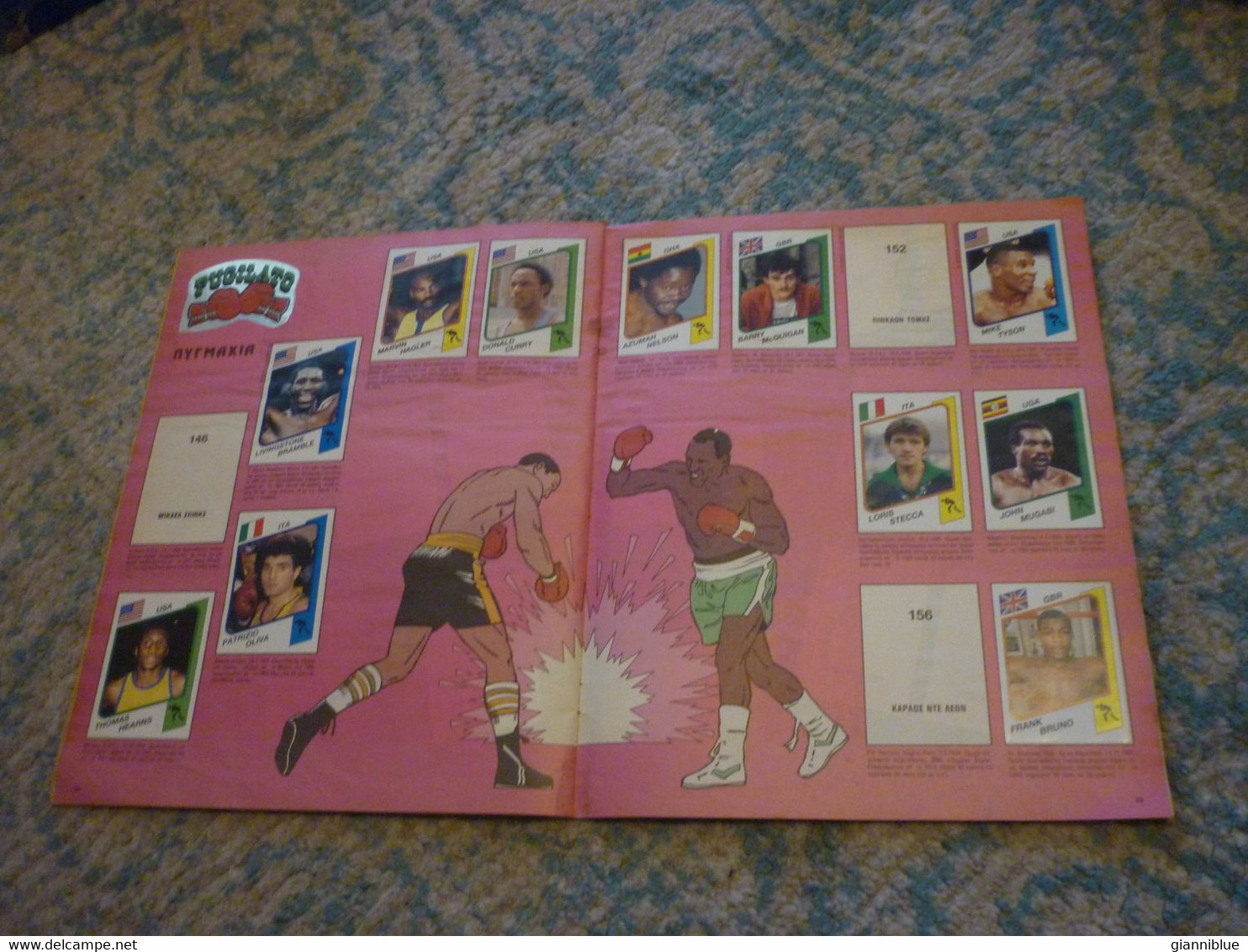 Mike Tyson Rookie Boxing & Diego Maradona Sticker On Supersport 1986 Panini Greek Edition Sticker Album - Autres & Non Classés
