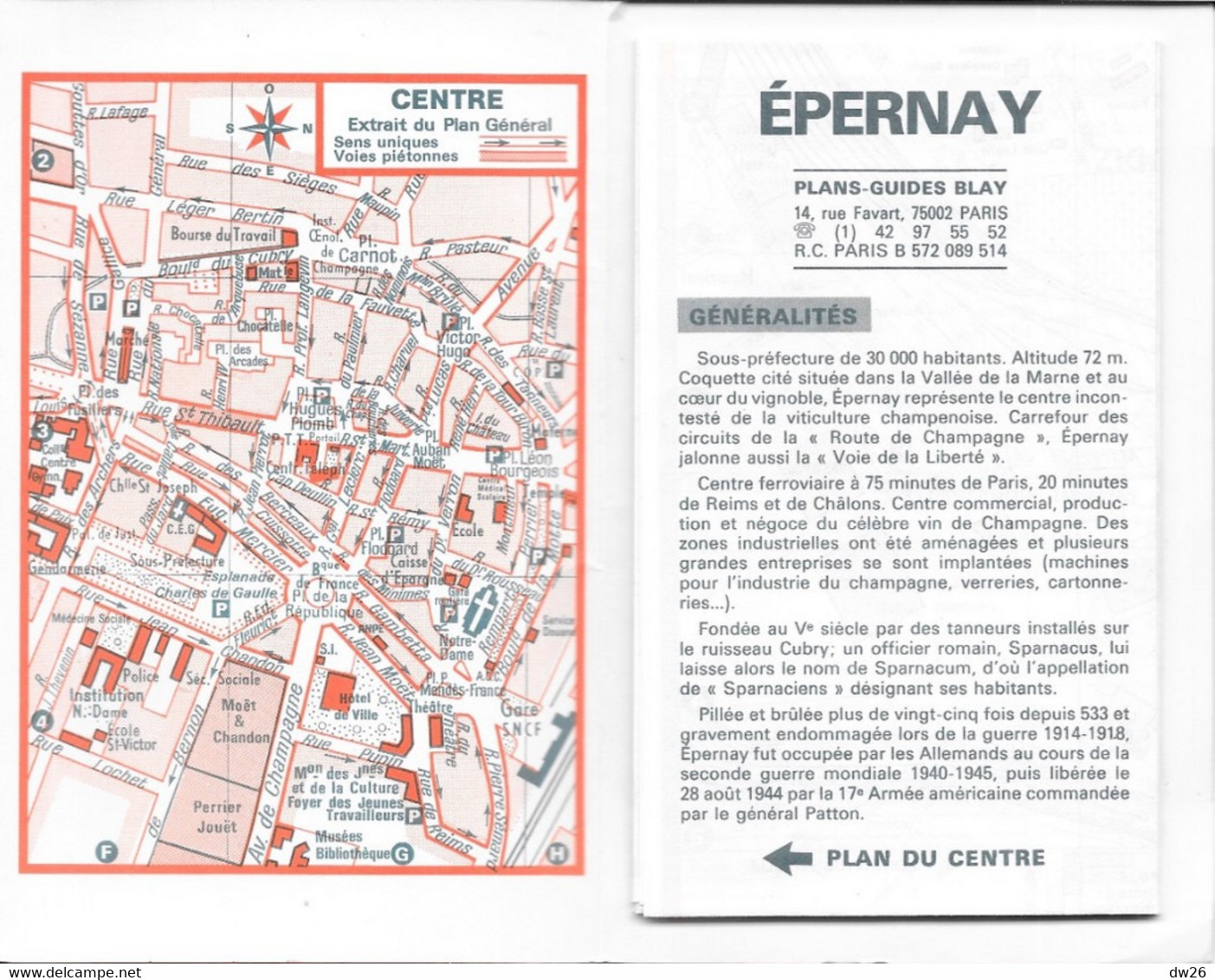 Plan Guide Blay: Epernay, La Ville Avec Répertoire Des Rues - Etat Neuf - Autres & Non Classés