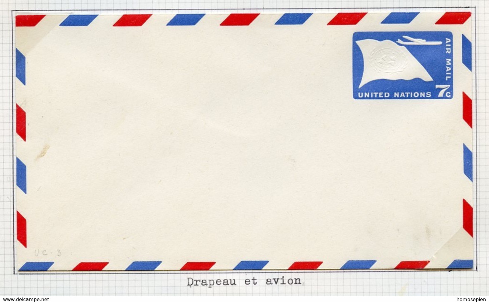 NU New York - Vereinte Nationen Entier Postal 1959 Y&T N°PAPPA1959-02 - Michel N°GZSF1959-02 *** - 7c Avion Et Drapeau - Cartas & Documentos