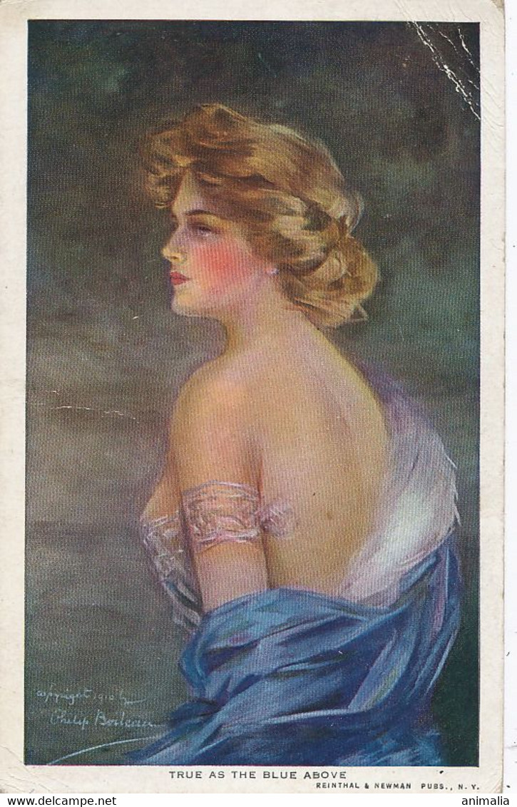 Art Card Philip Boileau True As The Blue Above  Very Pretty Woman Bared Back Decolleté . Crease Top Right Corner - Boileau, Philip