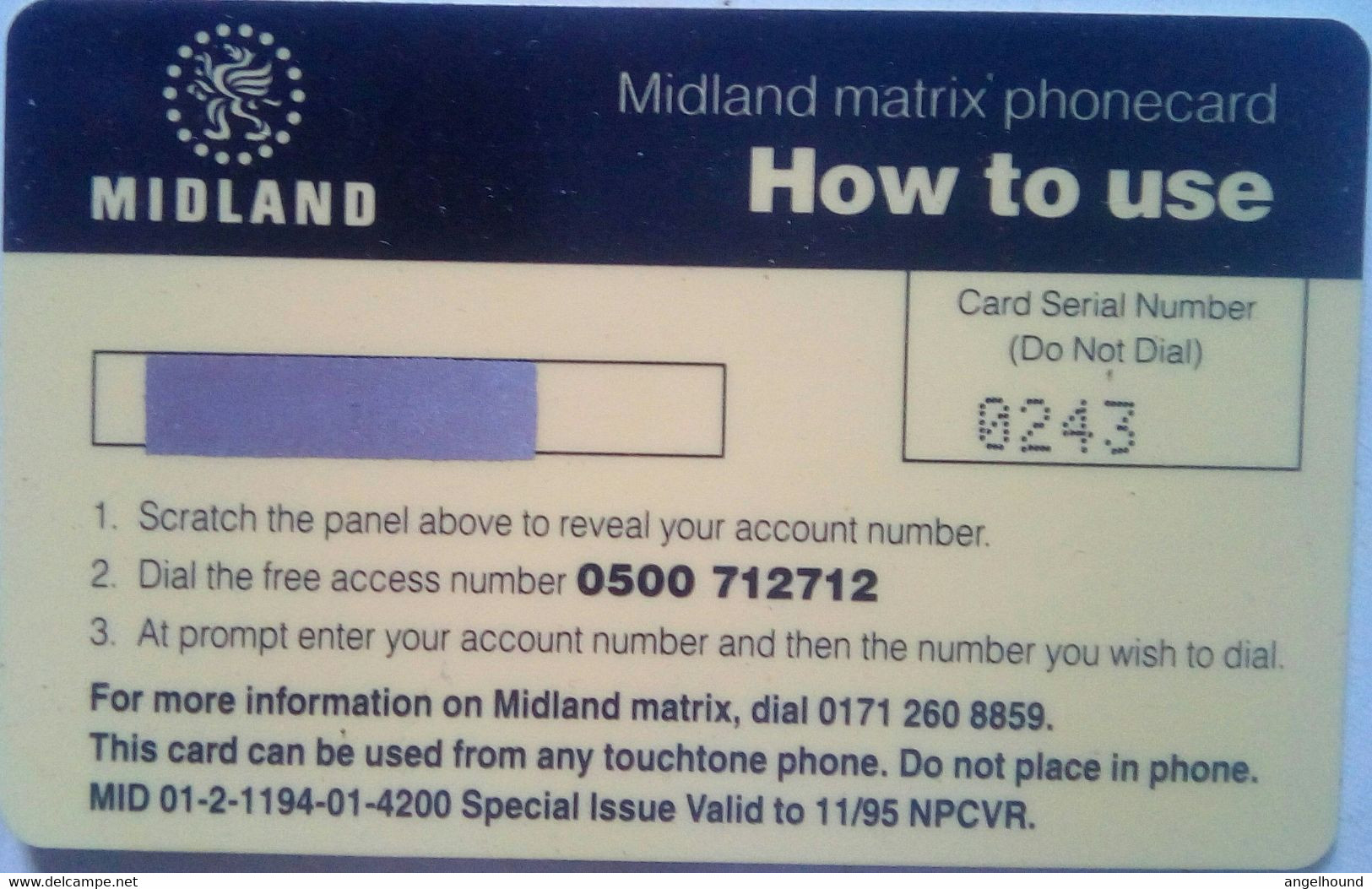 Midland Matrix Phonecard By Midland Bank ( With Original Folder) - [ 8] Ediciones De Empresas